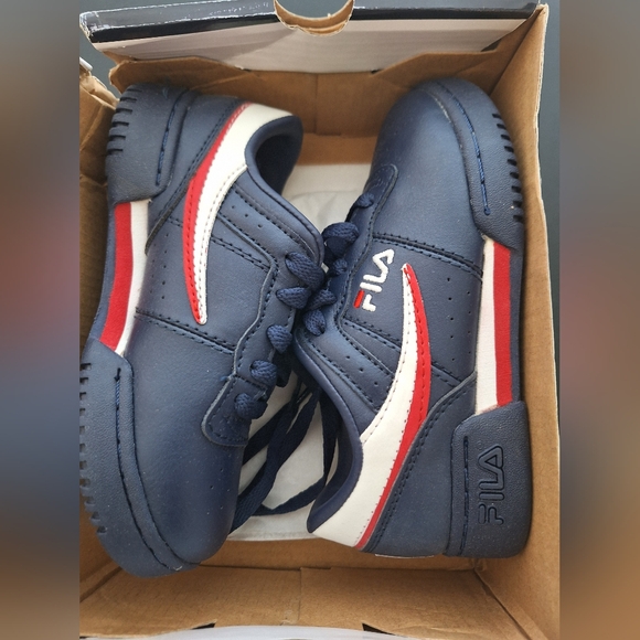 FILA Kids Original Fitness Sneakers Size 12.5 Navy Blue Red - Picture 2 of 11